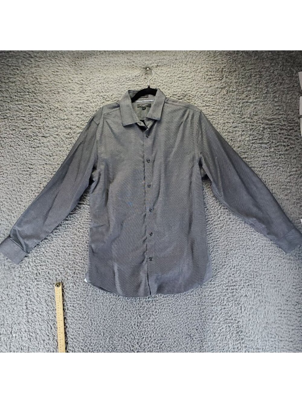Banana Republic Shirt Mens Large Gray Grant Fit Non-Iron Stretch Long Sleeve But